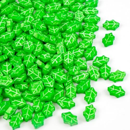 Green Leaf Sprinkles for Cake Decorating, 150g/5.29oz, Edible Green Sugar Sprinkles, Flower Cake Decorations, Edible Leaves for Cake, Cupcake Cookies Topper, Baking Party Spring Supplies by Joyvitas
