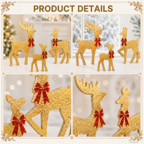 Christmas Reindeer Home Decor, 3pcs Farmhouse Christmas Decorations Indoor - Image 3
