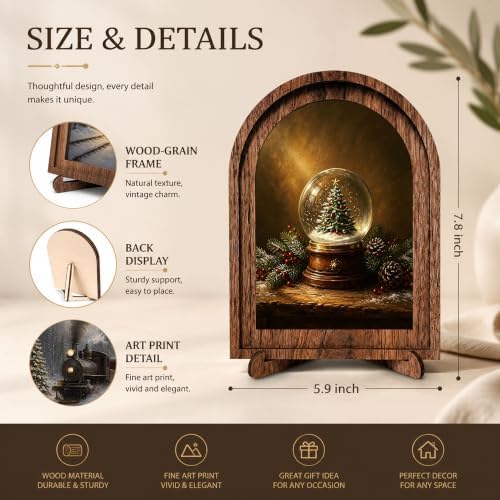 Christmas Snow Globe Arched Table Sign, Rustic Farmhouse Decor - Image 2