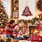 Christmas Decorations Buffalo Plaid Christmas Tree Wooden Hanging Sign - Image 5