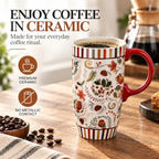 Topadorn 17oz Ceramic Travel Mug with Lid & Handle, Ceramic Coffee Mug - Image 5