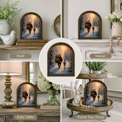 Santa Reindeer Arched Decor, Winter Forest Table Sign, 5.9x7.9 - Image 5