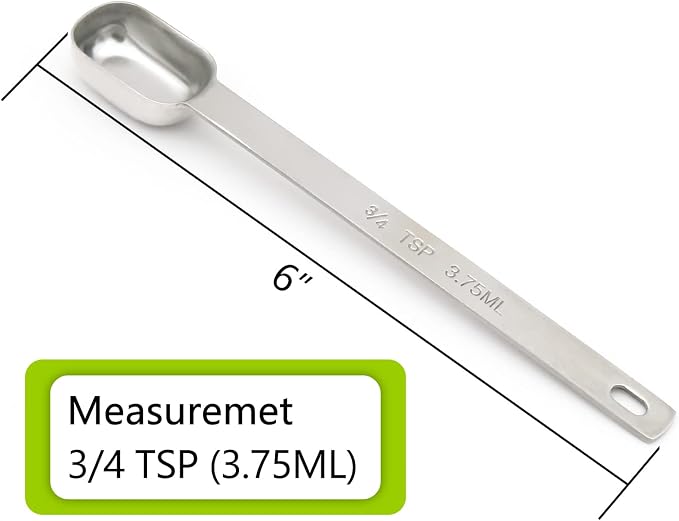 2PCS 3/4tsp Single Measuring Spoon, Stainless Steel Long Handle Individual - Image 2