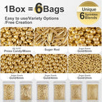 HUEBEATY® 6-in-1 Metallic Gold Dragees Sprinkles for Cake Decorating, Cupcakes & Cookies | 180g/6.36oz | Birthdays, Weddings, Holiday, Christmas Fancy Gold Cake Candy Pearls Sprinkles and Decorations - Image 3