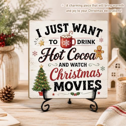 Christmas Wooden Signs Wood Plaque with Support Stand Xmas Decor - Image 4