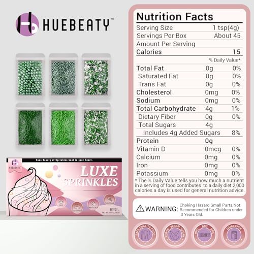 Green Sprinkles, Green White Cake Sprinkles Mix for Cakes, Cupcakes, 180g - Image 2