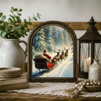Santa Sleigh Forest Arched Table Sign, Rustic Christmas Decor - Image 7