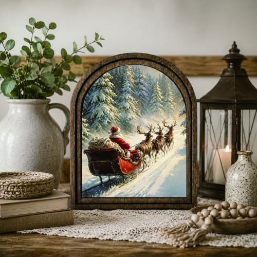 Santa Sleigh Forest Arched Table Sign, Rustic Christmas Decor - Image 7