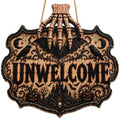 Halloween Decorations - 2D Printed Flat Gothic Unwelcome Wooden Sign by OHOME