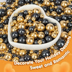 Edible Pearl Sprinkles for Cake Decorating,Black Gold Candy Sprinkle Mix - Image 4