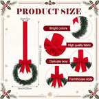 Retrowavy 12 Pcs 8 Inch Christmas Kitchen Cabinet Wreaths with Red Ribbon - Image 2