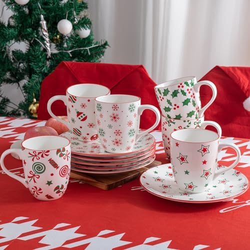 Christmas Coffee Mug,16oz Ceramic Holiday Coffee Mug Cup Set, Porcelain Mugs Set of 6, Coffee Mugs set for Coffee, Water, Milk, Tea and Hot Cocoa, Dishwasher and Microwave Safe - Image 5