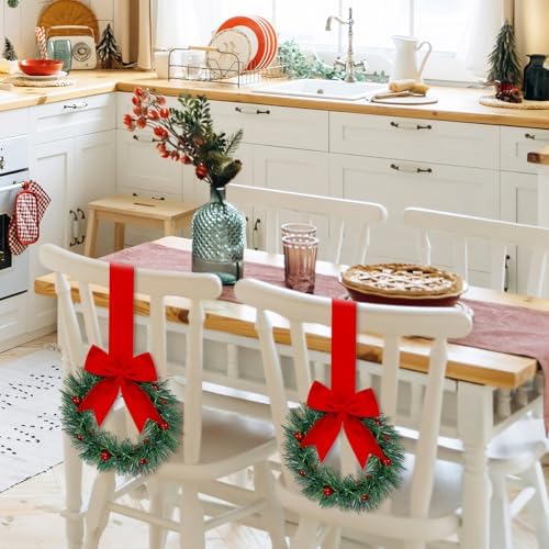 Retrowavy 12 Pcs Small Christmas Kitchen Cabinet Wreaths with Ribbon - Image 4