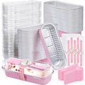 120Pack Pink Mini Loaf Pans with Lids, 6.8oz Aluminum Mini Cake Pan by ZOXILEN