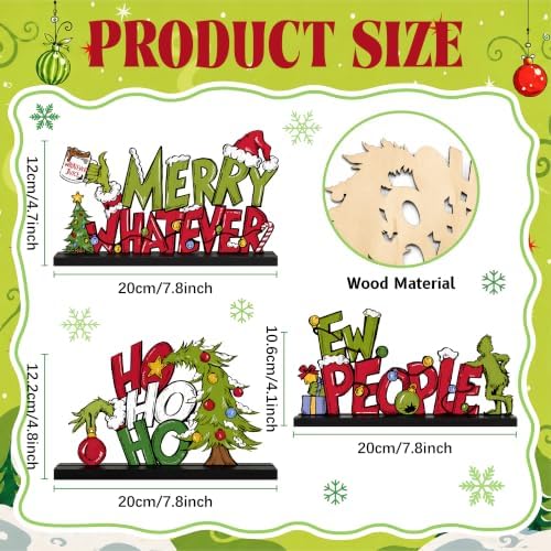 3 Pcs Christmas Table Decorations, Wooden Christmas Decor Indoor - Image 3