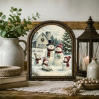 Snowman Family Arched Table Sign, Christmas Farmhouse Shelf Decor - Image 7
