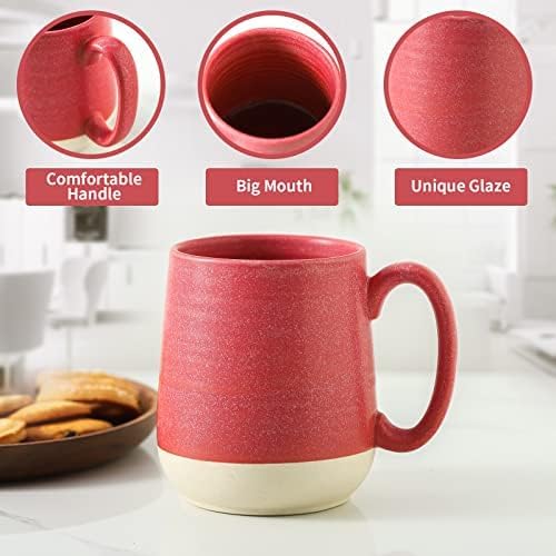 HASENSE 15 Ounce Porcelain Coffee Mugs Set of 4 with Large Handle Perfect for Coffee, Tea, Milk, Chocolate and Latte, Unqiue Glaze Ceramic Coffee Cups Set for Man and Woman, Colorful - Image 4
