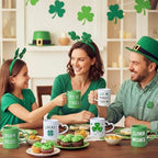 St Patrick's Day Irish Coffee Mugs Set of 6,10 oz Ceramic St. Paddy's Day Mugs with Heart Shaped Handle, Green Shamrock Clover Coffee Mug, Irish Glasses Lucky Gifts for Home Party Decor 2026 - Image 5