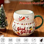 Noamus 4 Pack Christmas Mugs Set, 15oz Ceramic Snowman Coffee Cup, Stackable Holiday Xmas Tea Mug for Hot Cocoa Cold Water Milk, Housewarming Gift Home Decor, Dishwasher Microwave Safe(4 Styles) - Image 3