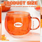 Didaey 4 Pcs Fall Pumpkin Coffee Mugs Bulk Orange Thanksgiving Glass Cups - Image 2