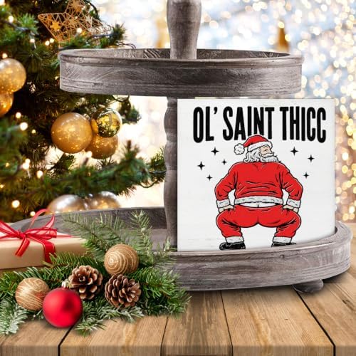Funny Christmas Bathroom Decorations, Humor Santa Claus Wooden Sign Decor - Image 7