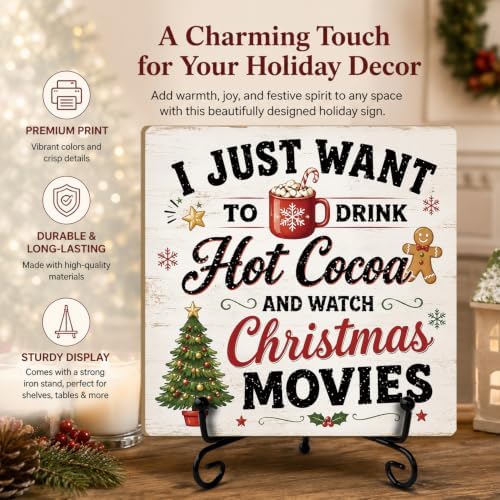 Christmas Wooden Signs Wood Plaque with Support Stand Xmas Decor - Image 3