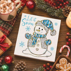 Blue Christmas Decorations, Christmas Decorations Indoor, Glitter Snowman Snowflake Sign Gift for Women Friends, Rustic Wooden Box Sign for Home Office Bedroom Desk Decor 5x5 Inches - Image 4