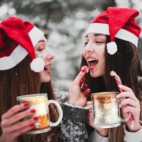 Maxcheck 6 Pack 12 oz Christmas Snowflake Coffee Mugs Glass Cups - Image 4