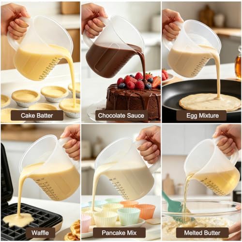 Palksky 2 Cup Measuring Cups with Spout, 16 oz Liquid Measuring Cups with Handle, Flexible Microwave Safe Measuring Cup for Baking, Cooking, Chocolate, Butter, Syrup - Image 7