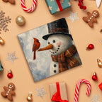 Christmas Snowman Decor, Red Cardinal Christmas Wood Sign Holiday Decor - Image 4