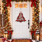 Christmas Decorations Buffalo Plaid Christmas Tree Wooden Hanging Sign - Image 2