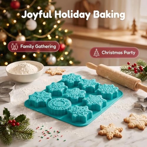 3Pcs Snowflake Silicone Mold - 9-Style Christmas Snowflake Chocolate and Candy Molds, Christmas Silicone Molds for Desserts, Soap, Candles, Jello, Ice, and Wax Melts - Image 5