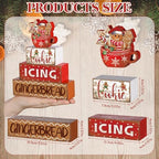 Moucuny 4 Pcs Christmas Gingerbread Man Table Decorations Xmas Block Signs - Image 2