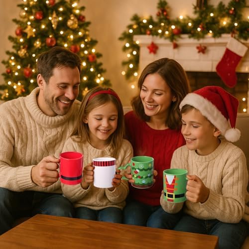Set of 6 Christmas Coffee Mugs 10 OZ Ceramic Cups Santa Snowman - Image 5
