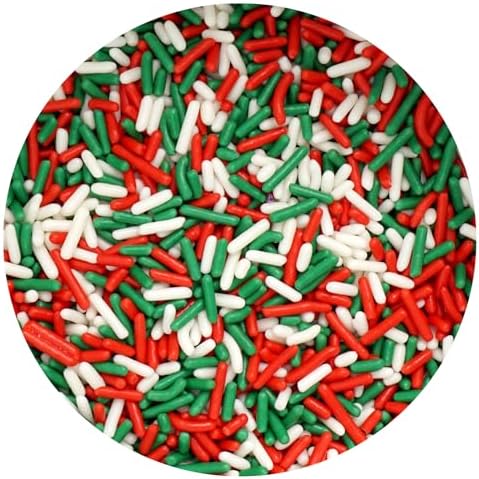 Red, Green & White Christmas Sprinkles Jimmies 3.17 oz, Sprinkles For Cake Decorating, Cake Sprinkles, Sprinkles For Baking, Ice Cream & More, The Hampton Candy Company - Image 3