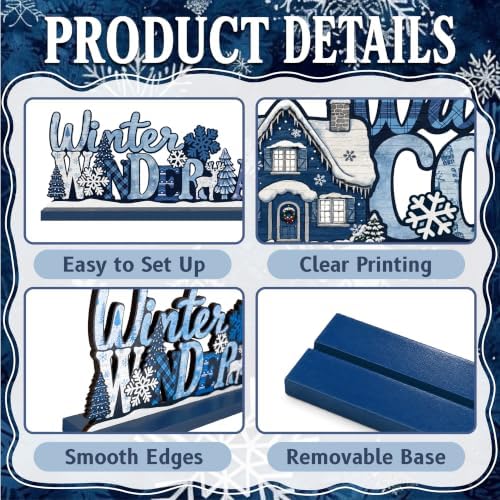 3Pcs Christmas Table Decorations, Blue Christmas Decor Indoor - Image 4