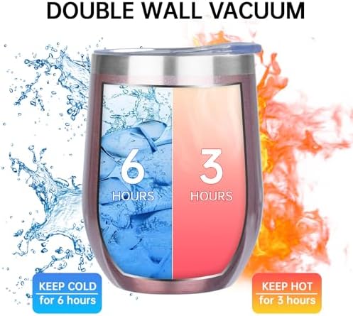 MEZMUT 12oz Insulated Wine Tumbler with Lid Wine Glass(Rose Gold,6 Pack) - Image 3