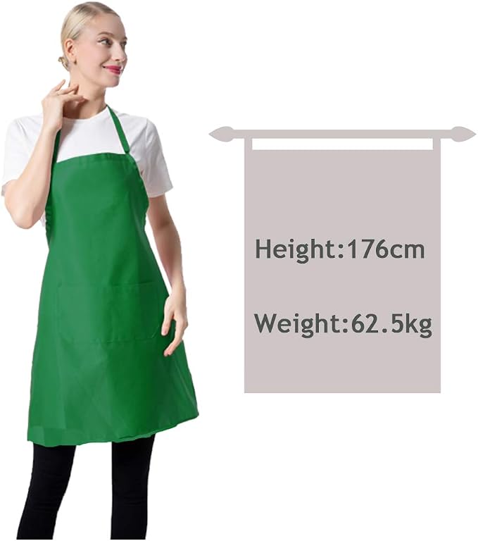 Total 12 PCS Plain Bib Blackish Green Bulk Aprons - Image 6