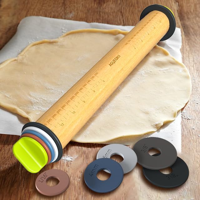 Rolling Pin with Adjustable Thickness Ring, Dough Thickness - Image 6