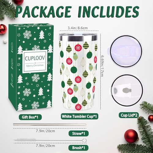 Christmas Gifts for Women 2025, 20 oz White Stainless Steel Christmas Coffee Tumblers with Lid and Straw, Insulated Coffee Travel Mug, Best Xmas Themed Gifts for Women Men Girls Teachers Coworkers - Image 4