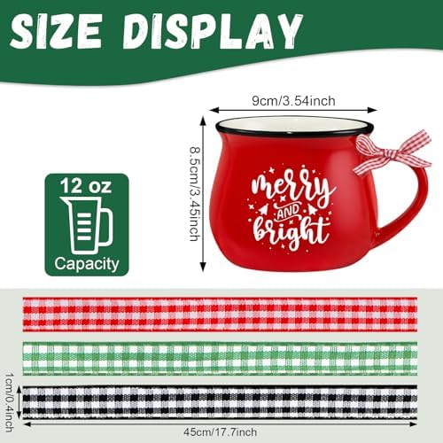 Christmas Coffee Mug Set of 6, 12 oz Hot Cocoa Ceramic Coffee Mug, Stackable Mugs as Christmas Gift for Mom Woman Family Friends Colleagues - Image 3