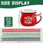 Christmas Coffee Mug Set of 6, 12 oz Hot Cocoa Ceramic Coffee Mug, Stackable Mugs as Christmas Gift for Mom Woman Family Friends Colleagues - Image 3