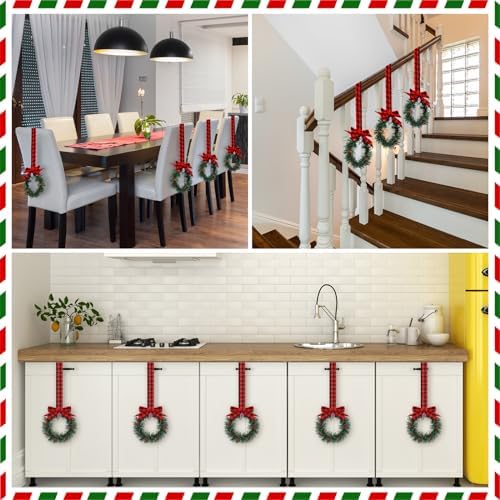 Retrowavy 12 Pcs Small Christmas Kitchen Cabinet Wreaths with Ribbon - Image 6