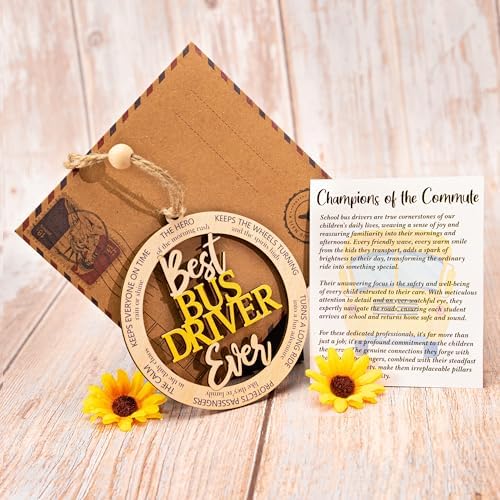 Bus Driver Gifts - Bus Driver Appreciation Gifts with Card - Thank You Gift for Back to School/College - First Day of School - End of Year or Retirement - Car, Window, Tree Hanging for Ornament - Image 5