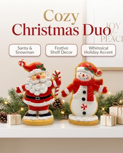 Christmas Decoration Indoor Duo Cookie Santa and Snowman Figurines 5.1'' - Image 3