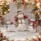 Suzile 3 Pcs Christmas Cardinal Snowman Decoration Wooden Indoor Decor - Image 6
