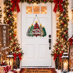 Christmas Decorations Plaid Leopard Christmas Tree Wooden Hanging Sign - Image 2