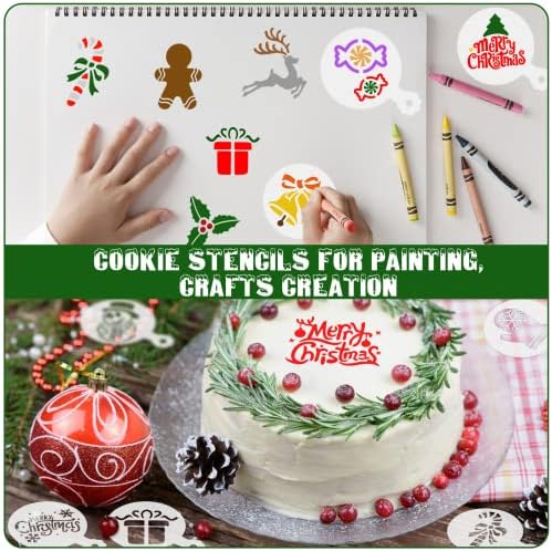 JULBEAR 36 Pcs Christmas Cookie Cake Stencils, Reusable Baking Mold Tools - Image 5