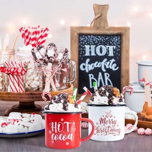 2 PCS Christmas Hot Cocoa Tiered Tray Mug Decor Set with Faux Whipped - Image 6
