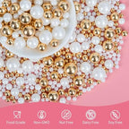 Edible Pearl Sprinkles for Cake Decorating,Christmas White Gold Pearls Mix - Image 4